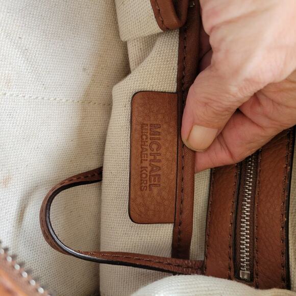 Michael Kors Brown Pebbled Leather Shoulder Bag Hobo Tote - Picture 11 of 12